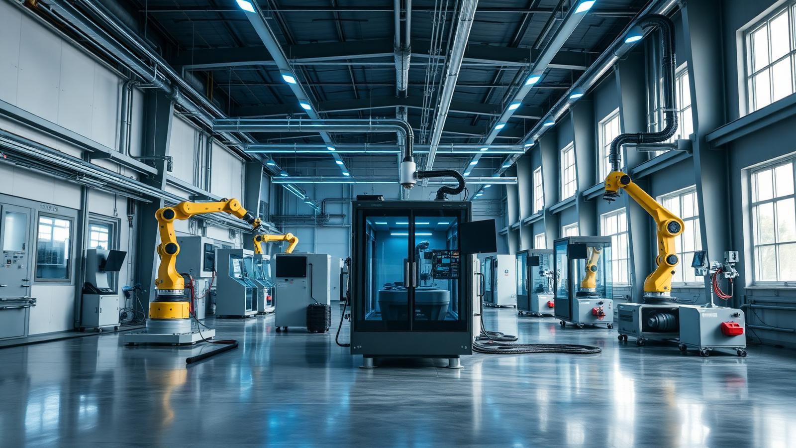Planta industrial moderna com automação